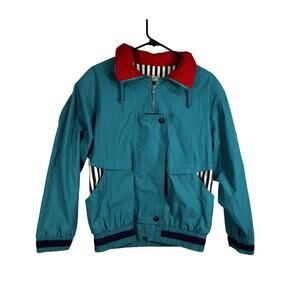 Sailing Jacket Vintage IZZI Nautical Teal Red Navy Size Medium